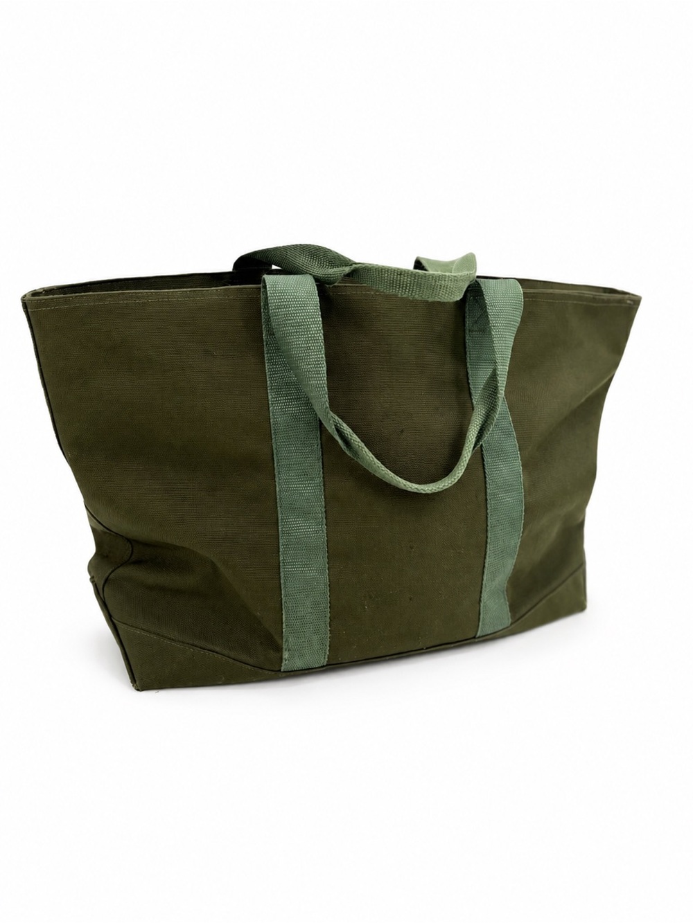 LL Bean Large boat and tote zip bag olive green 0808 canvas camo lining pocket